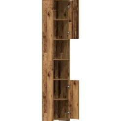 vidaXL - Kolomkast met 2 deuren 2 vakken - Zwart eiken - Hout - 30x30x183.5 cm