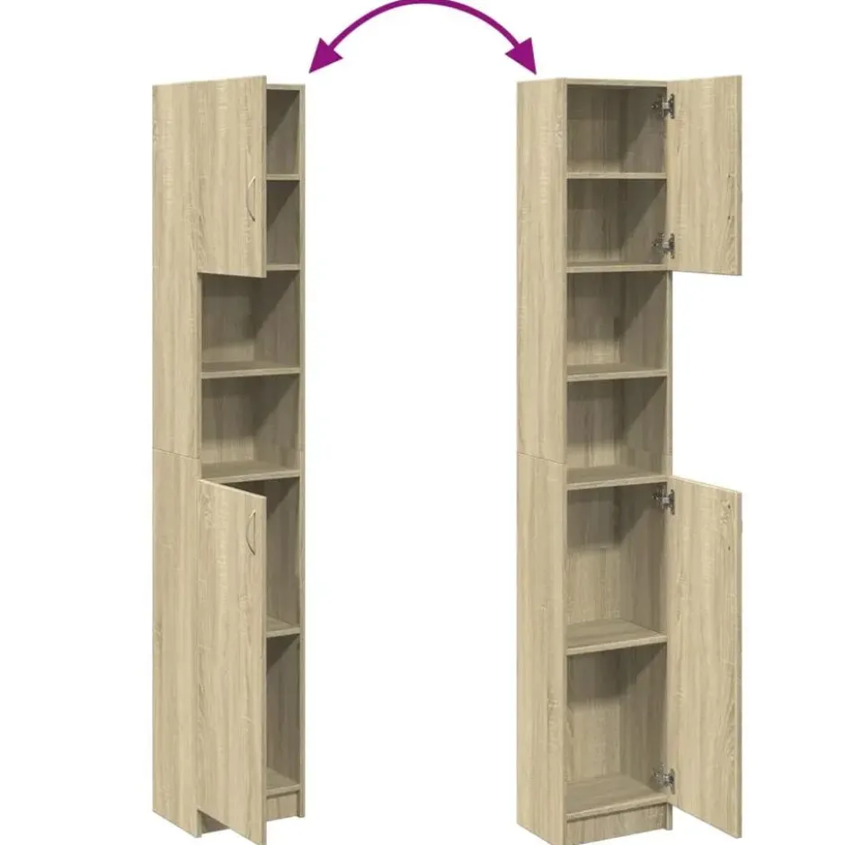 vidaXL - Kolomkast met 2 deuren 2 vakken - Sonoma eiken - Hout - 32x25.5x190 cm