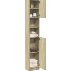 vidaXL - Kolomkast met 2 deuren 2 vakken - Sonoma eiken - Hout - 32x25.5x190 cm