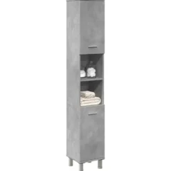 vidaXL - Kolomkast met 2 deuren 2 vakken - Betongrijs spaanplaat - 30x30x190 cm