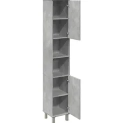 vidaXL - Kolomkast met 2 deuren 2 vakken - Betongrijs spaanplaat - 30x30x190 cm