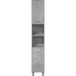 vidaXL - Kolomkast met 2 deuren 2 vakken - Betongrijs spaanplaat - 30x30x190 cm