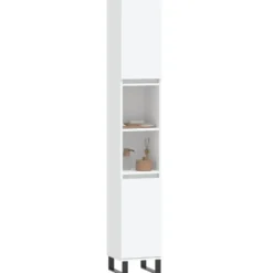 vidaXL - Kolomkast met 2 deuren 2 vakken - Wit - Hout en ijzer - 30x30x190 cm