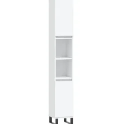 vidaXL - Kolomkast met 2 deuren 2 vakken - Wit - Hout en ijzer - 30x30x190 cm