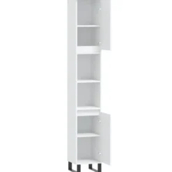 vidaXL - Kolomkast met 2 deuren 2 vakken - Wit - Hout en ijzer - 30x30x190 cm