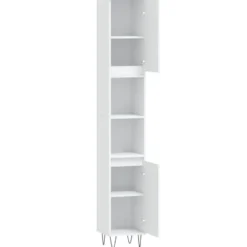 vidaXL - Kolomkast met 2 deuren - Wit - Bewerkt hout en ijzer - 30x30x190 cm