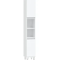vidaXL - Kolomkast met 2 deuren - Wit - Bewerkt hout en ijzer - 30x30x190 cm