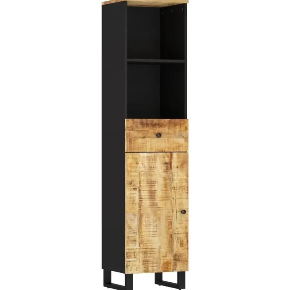 vidaXL - Kolomkast met 1 lade 1 deur 2 vakken - Lichtbruin - Hout - 38x33x160 cm