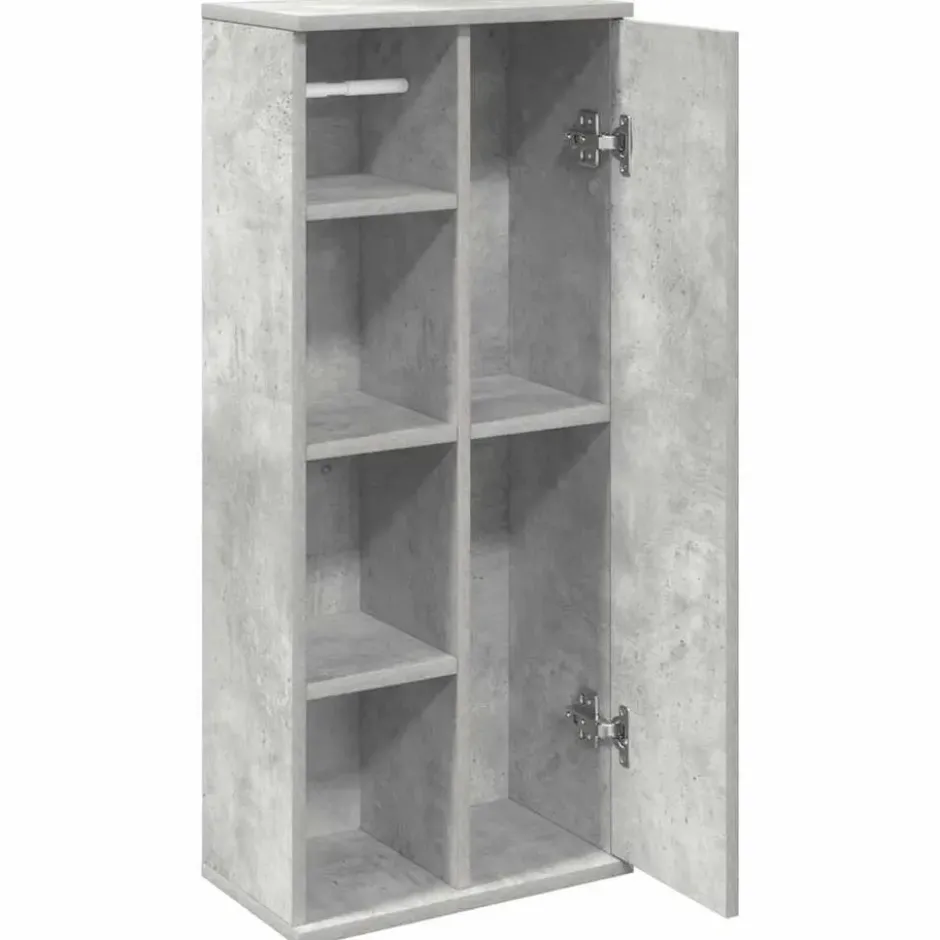 vidaXL - Kolomkast met rolhouder - Betongrijs - Bewerkt hout - 39x22x90 cm