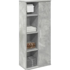 vidaXL - Kolomkast met rolhouder - Betongrijs - Bewerkt hout - 39x22x90 cm