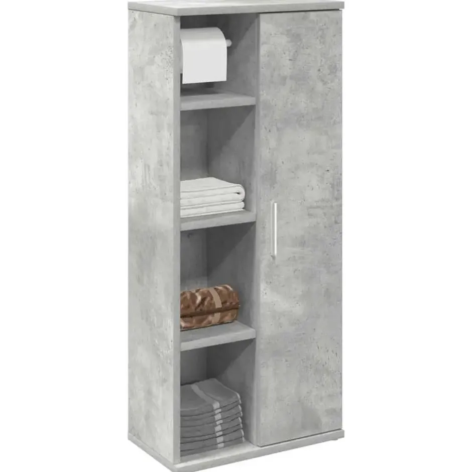 vidaXL - Kolomkast met rolhouder - Betongrijs - Bewerkt hout - 39x22x90 cm