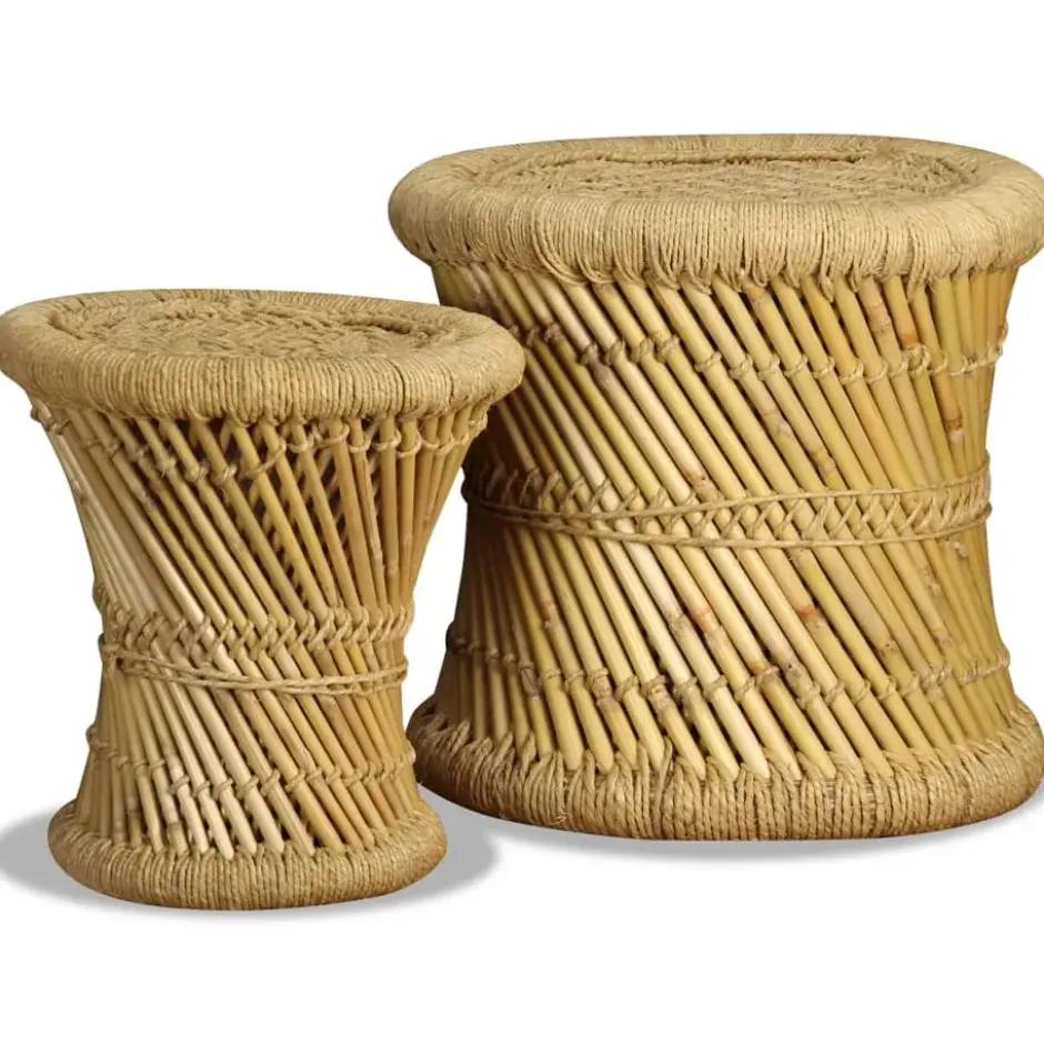 vidaXL - Kruk - Bruin - Bamboe - 2 stuks