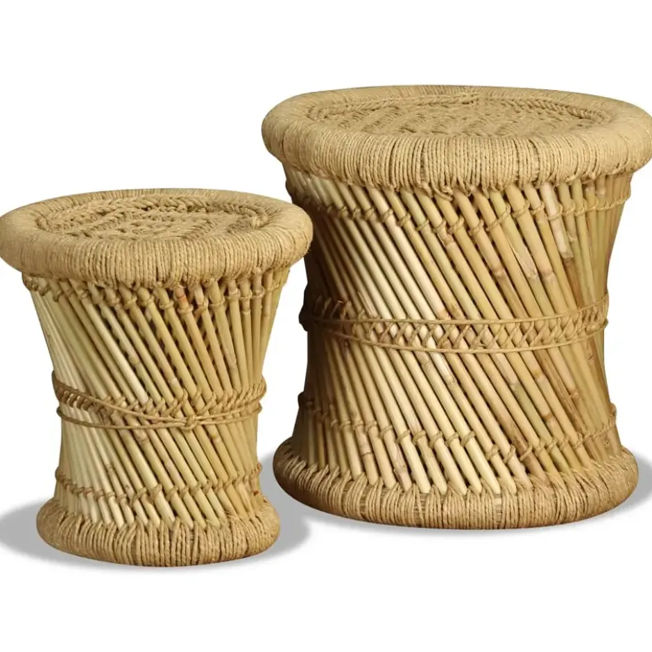vidaXL - Kruk - Bruin - Bamboe - 2 stuks