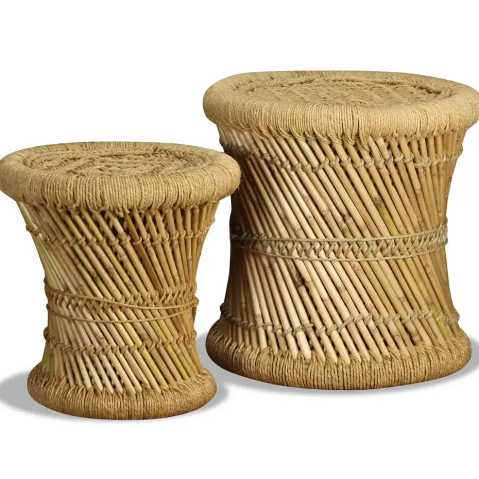 vidaXL - Kruk - Bruin - Bamboe - 2 stuks