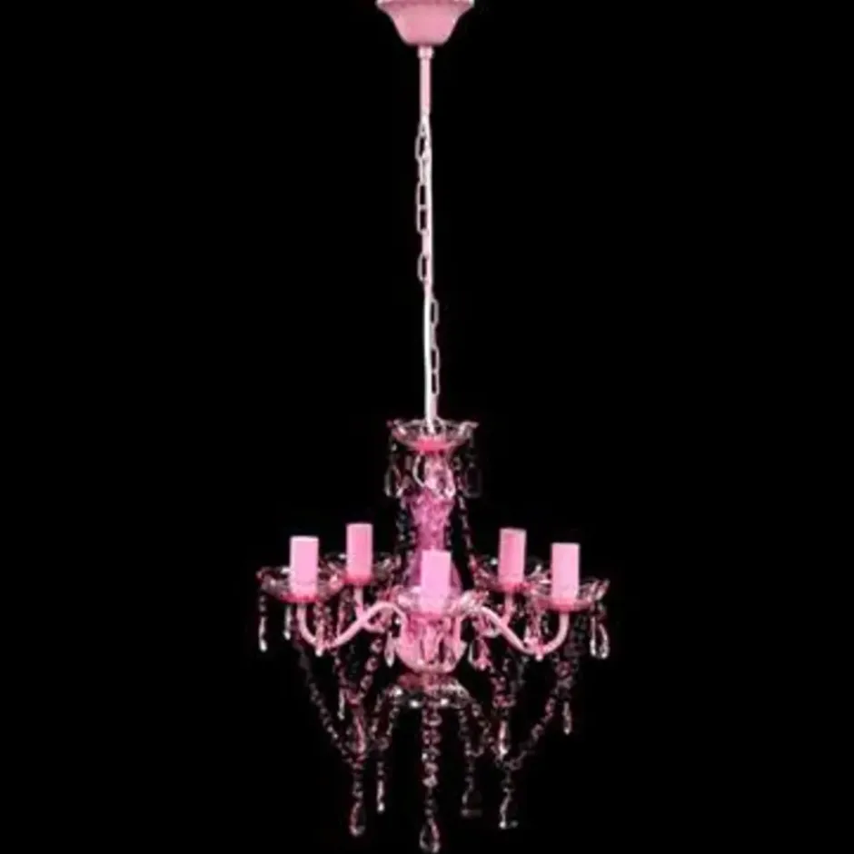 vidaXL - Kunstmatige Kristallen Glazen Plafondlamp - Roze - Glas