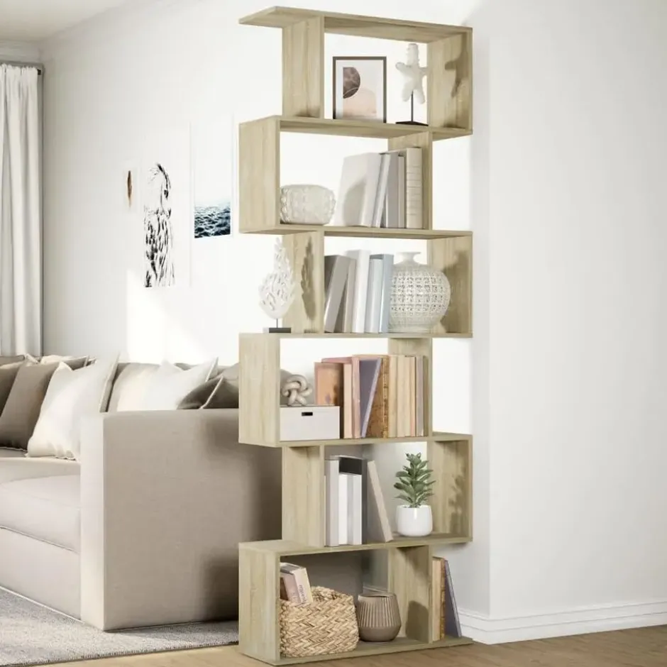 vidaXL - 6-laags Boekenkast voor woonkamers - Sonoma eiken - Hout - 70x24x193 cm