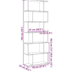 vidaXL - 6-laags Boekenkast voor woonkamers - Sonoma eiken - Hout - 70x24x193 cm