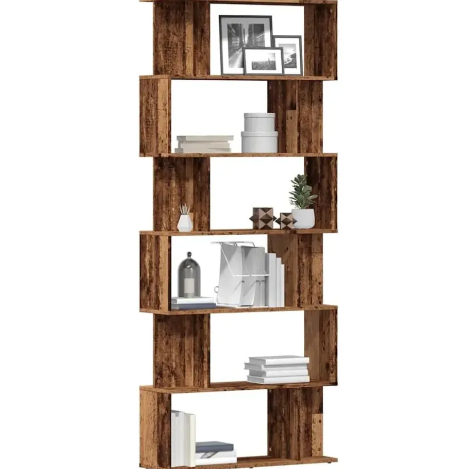vidaXL - 6-laags Boekenkast voor kantoor - Oud hout - Hout - 80x24x192 cm