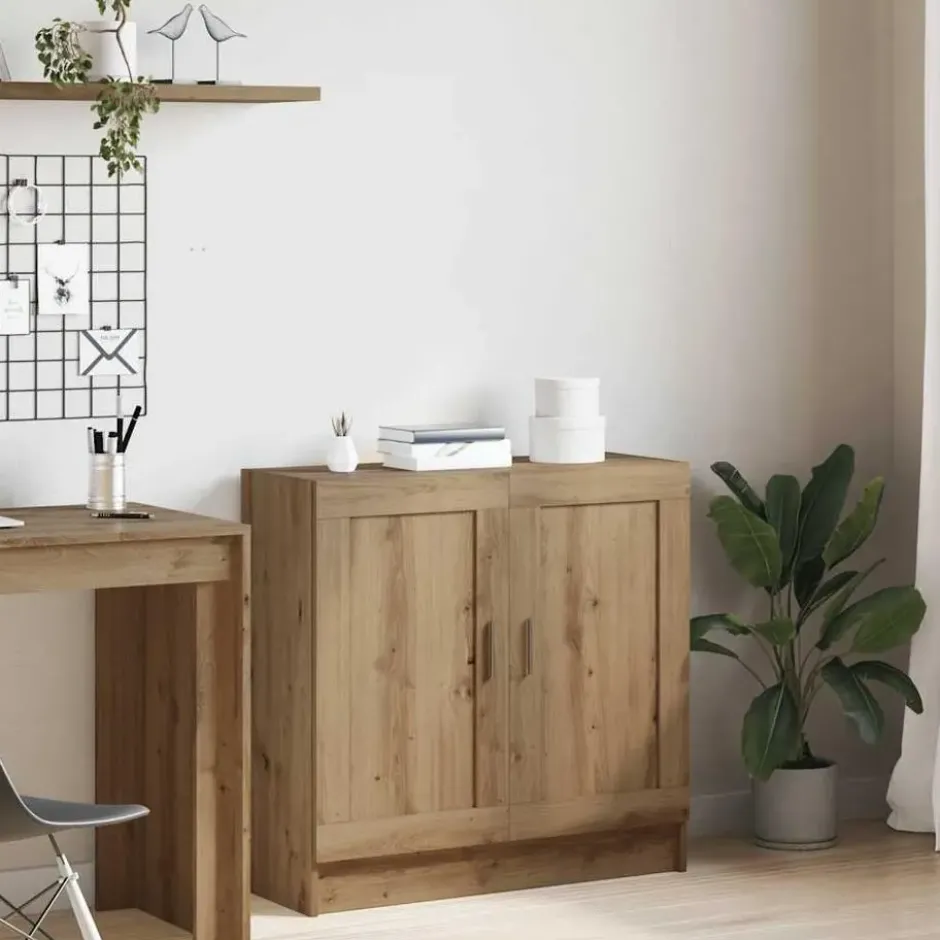 vidaXL - 2-laags Dressoir met 2 deuren - Artisanaal eiken - 82.5x30.5x80 cm