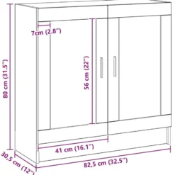 vidaXL - 2-laags Dressoir met 2 deuren - Artisanaal eiken - 82.5x30.5x80 cm