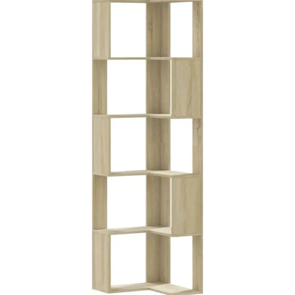 vidaXL - 5-laags Hoekboekenkast - Sonoma eiken - Bewerkt hout - 50x50x179 cm