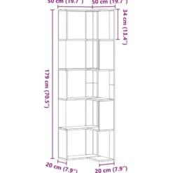 vidaXL - 5-laags Hoekboekenkast - Oud hout - Bewerkt hout - 50x50x179 cm