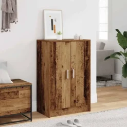 vidaXL - 6-laags Schoenenkast met 2 deuren 12 paar - Oud hout - 60x35x92 cm