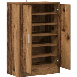 vidaXL - 6-laags Schoenenkast met 2 deuren 12 paar - Oud hout - 60x35x92 cm