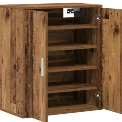 vidaXL - 5-laags Schoenenkast met 2 deuren 10 paar - Oud hout - 60x35x70 cm