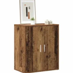 vidaXL - 5-laags Schoenenkast met 2 deuren 10 paar - Oud hout - 60x35x70 cm