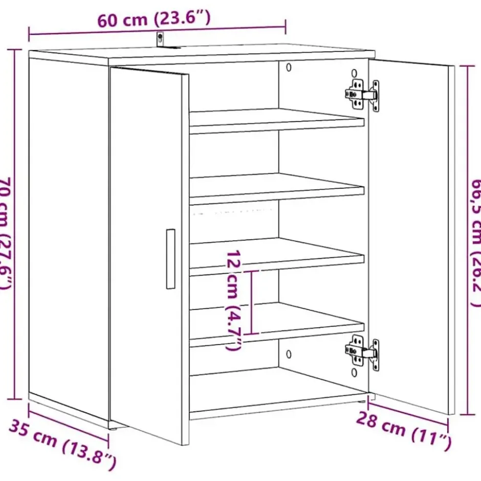 vidaXL - 5-laags Schoenenkast met 2 deuren 10 paar Artisana eiken - 60x35x70 cm