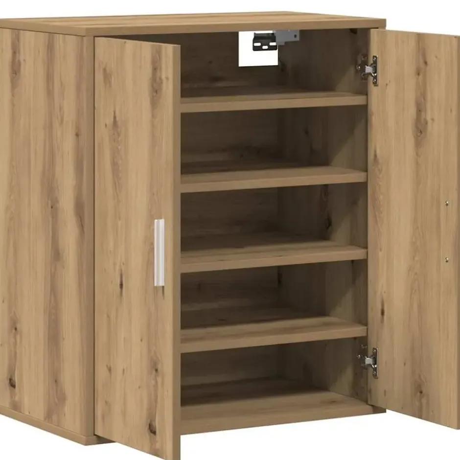 vidaXL - 5-laags Schoenenkast met 2 deuren 10 paar Artisana eiken - 60x35x70 cm