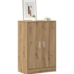 vidaXL - 6-laags Schoenenkast met 2 deuren 12 paar Artisana eiken - 60x35x92 cm