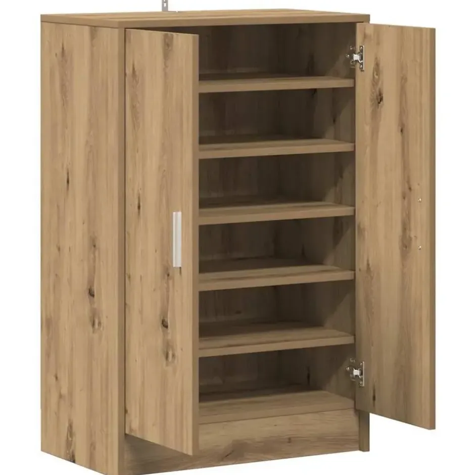 vidaXL - 6-laags Schoenenkast met 2 deuren 12 paar Artisana eiken - 60x35x92 cm