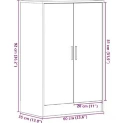 vidaXL - 6-laags Schoenenkast met 2 deuren 12 paar - Zwart eiken - 60x35x92 cm
