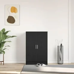 vidaXL - 6-laags Schoenenkast met 2 deuren 12 paar - Zwart eiken - 60x35x92 cm