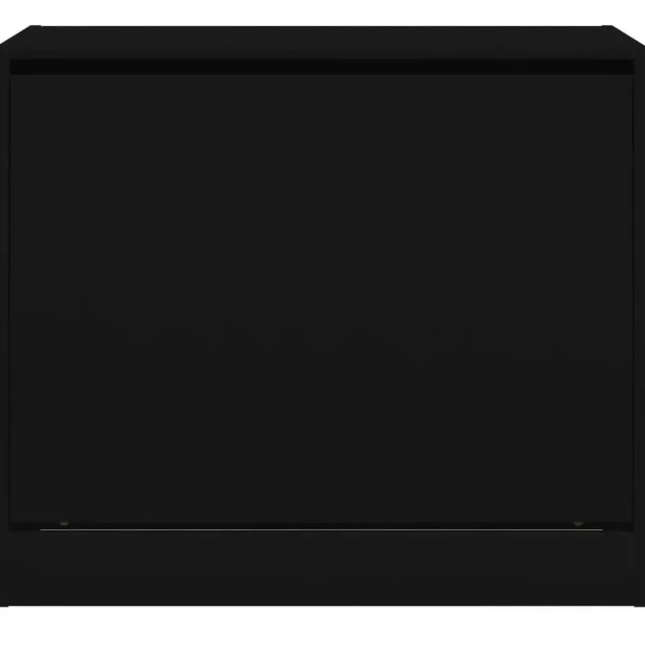 vidaXL - 3-laags Schoenenkast met 1 klep - Zwart - Bewerkt hout - 80x42x69 cm