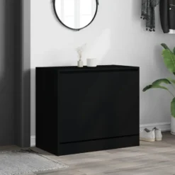 vidaXL - 3-laags Schoenenkast met 1 klep - Zwart - Bewerkt hout - 80x42x69 cm