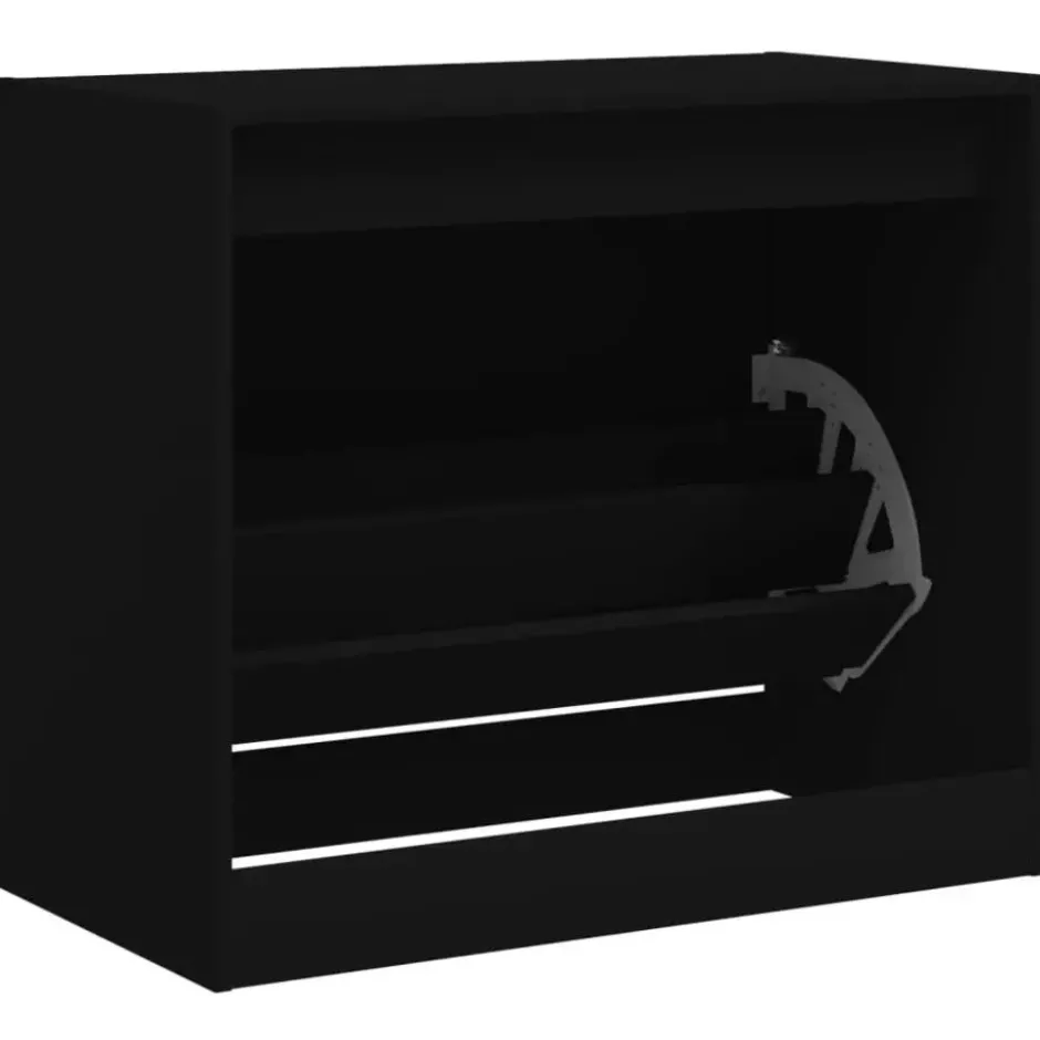 vidaXL - 3-laags Schoenenkast met 1 klep - Zwart - Bewerkt hout - 80x42x69 cm