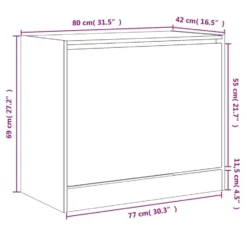 vidaXL - 3-laags Schoenenkast met 1 klep - Zwart - Bewerkt hout - 80x42x69 cm
