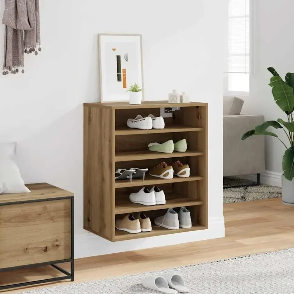 vidaXL - 5-laags Schoenenkast 10 paar - Artisana eiken - 60x35x70 cm