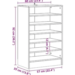 vidaXL - 6-laags Schoenenkast 12 paar - Oud hout - 60x35x92 cm