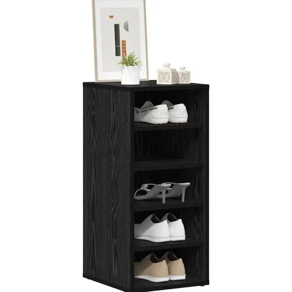 vidaXL - 5-laags Schoenenkast voor de hal 5 paar - Zwart eiken - 32x35x70 cm
