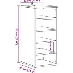 vidaXL - 5-laags Schoenenkast voor de hal 5 paar - Zwart eiken - 32x35x70 cm