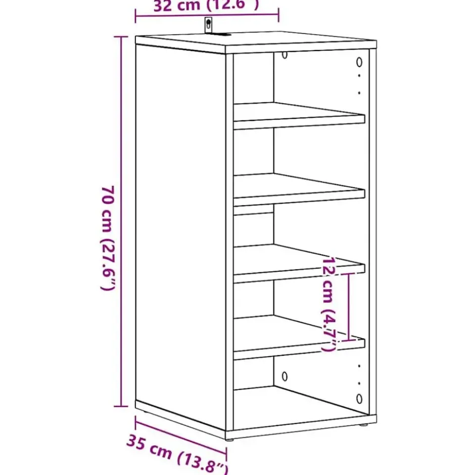 vidaXL - 5-laags Schoenenkast voor de hal 5 paar - Zwart eiken - 32x35x70 cm