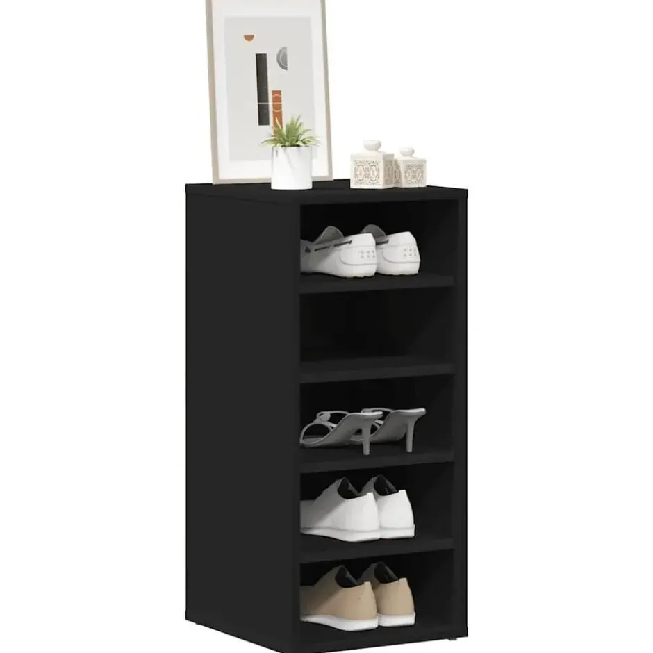 vidaXL - 5-laags Wandschoenenkast 5 paar - Zwart - Bewerkt hout - 31.5x35x70 cm