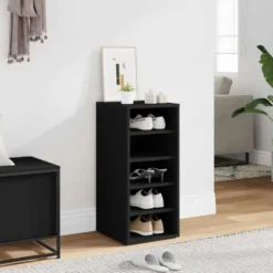 vidaXL - 5-laags Wandschoenenkast 5 paar - Zwart - Bewerkt hout - 31.5x35x70 cm