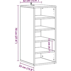 vidaXL - 5-laags Wandschoenenkast 5 paar - Zwart - Bewerkt hout - 31.5x35x70 cm