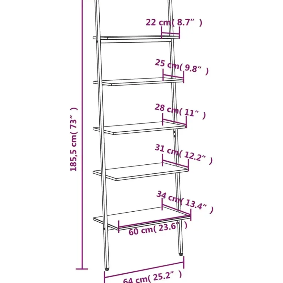 vidaXL - Ladderrek - Bruin - Bewerkt hout