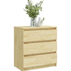vidaXL - Ladekast met 3 lades - Naturel - Massief grenenhout - 60x36x64 cm